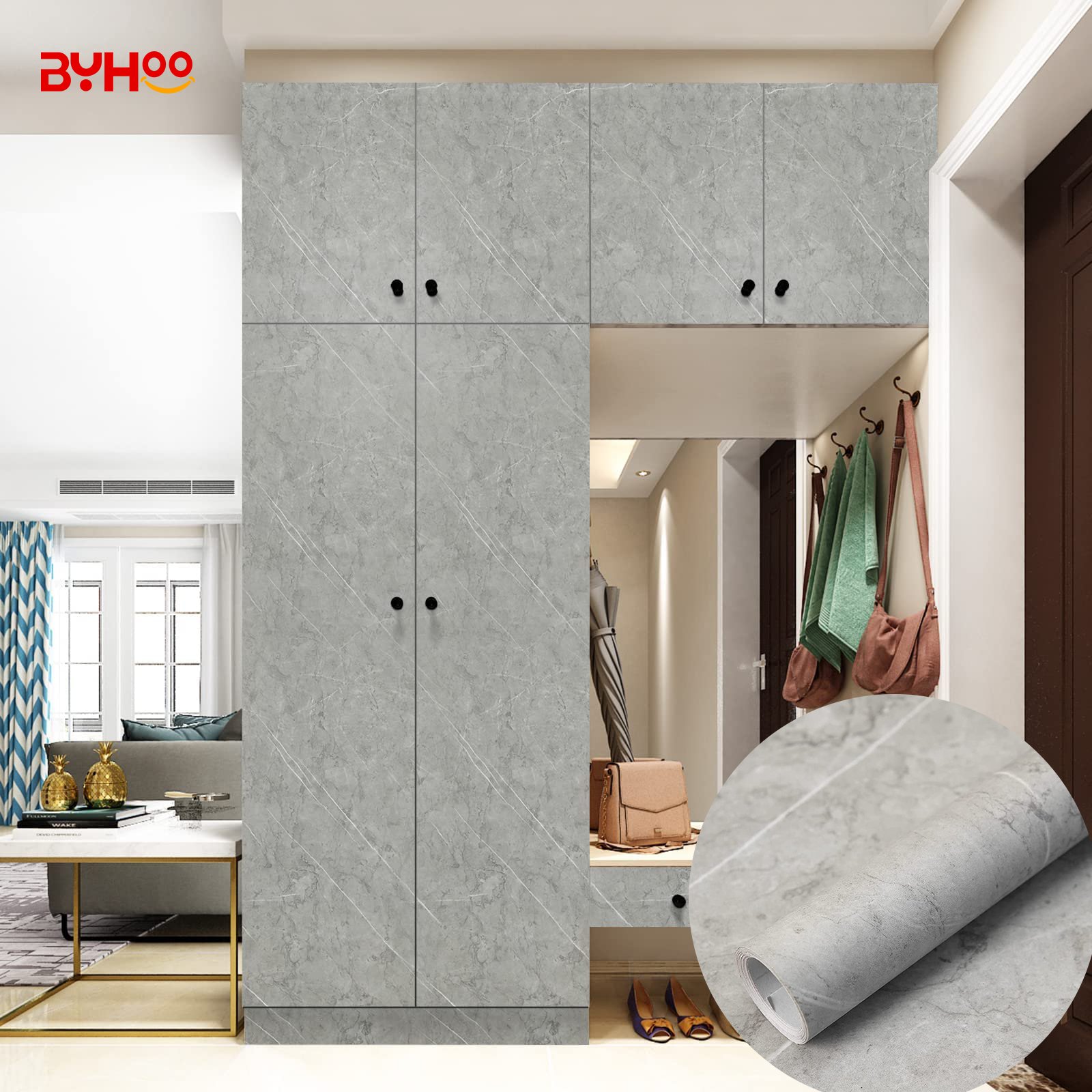 Wholesale Marble Paper Self Adhesive Waterproof Gloss Pvc WallPaper For Furniture Countertop Renovation