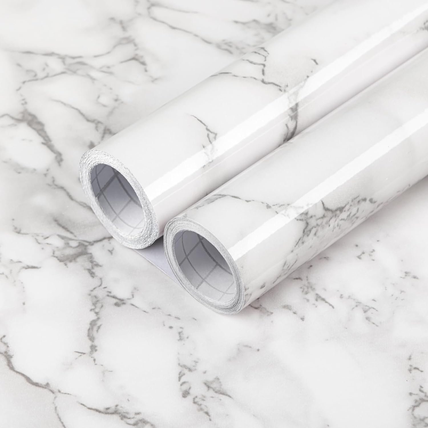 ORON DECO Waterproof White Peel And Stick Wallpaper PVC Self-Adhesive Vinyl 3D Marble Sticker Wall Paper For Kitchen Cabinets