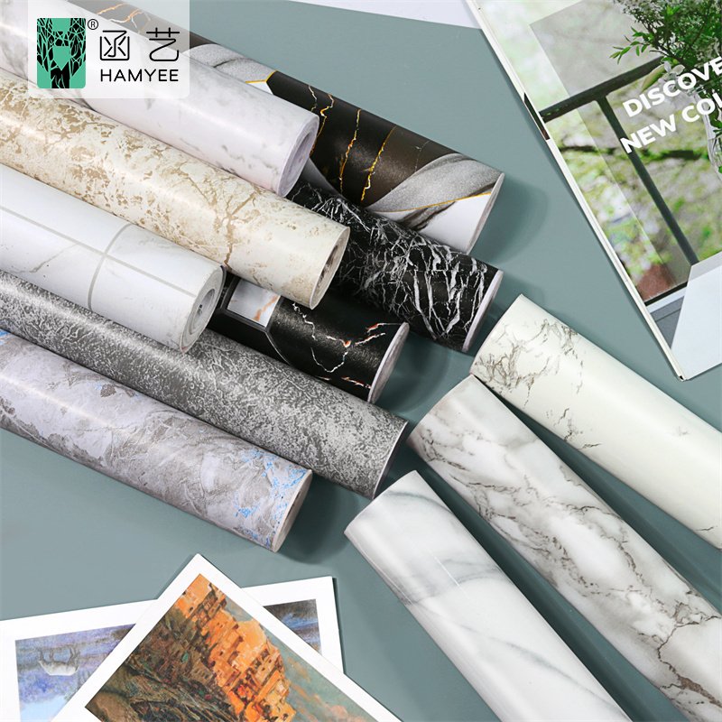Factory marble sticker wallpaper roll black and white wall paper marble for living room