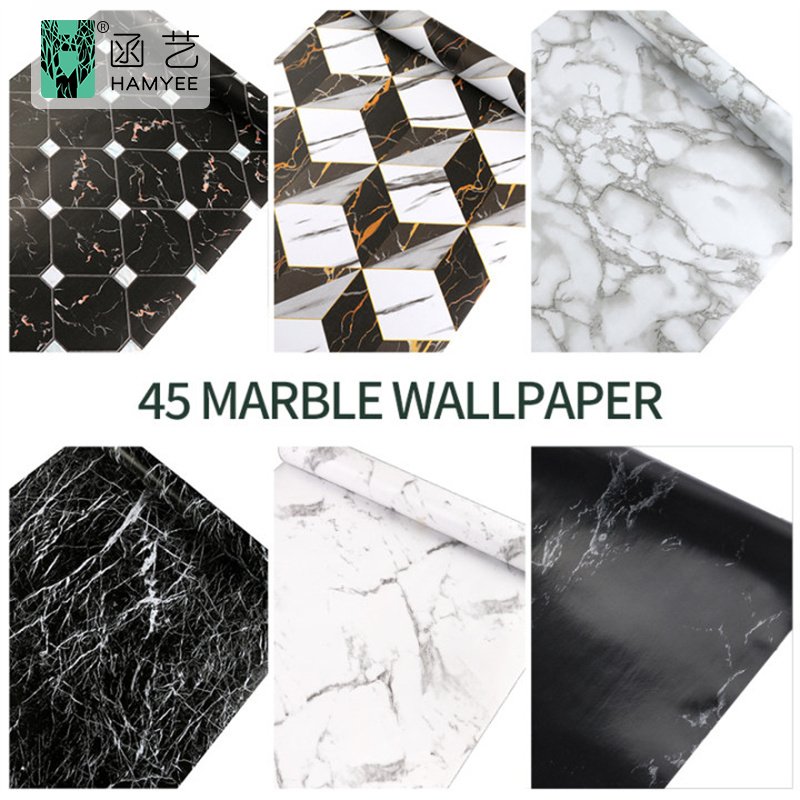Factory marble sticker wallpaper roll black and white wall paper marble for living room