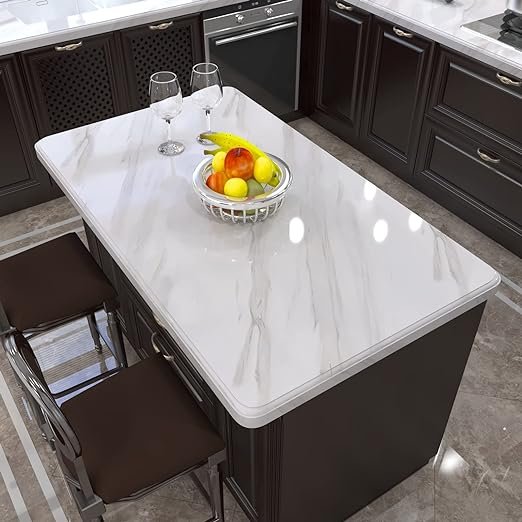 3D White Vinyl Marble Stickers Peel and Stick Wall Paper Waterproof Self Adhesive Wallpaper for Kitchen Countertop