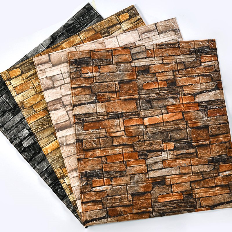 Factory supply cheap stone carton wall paper rolls 3d brick pvc self adhesive wallpaper
