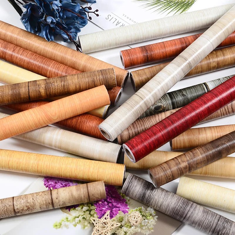 Waterproof Wood Vinyl Wallpaper Roll Self Adhesive Decor Contact Paper Doors Cabinet Desktop Modern Furniture Decorative Sticker