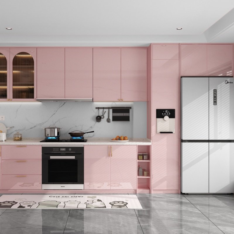 Modern Design Glossy Pink Waterproof PVC Glitter Wallpaper Roll Self-Adhesive Kitchen Countertop Contact Paper Decorative Film