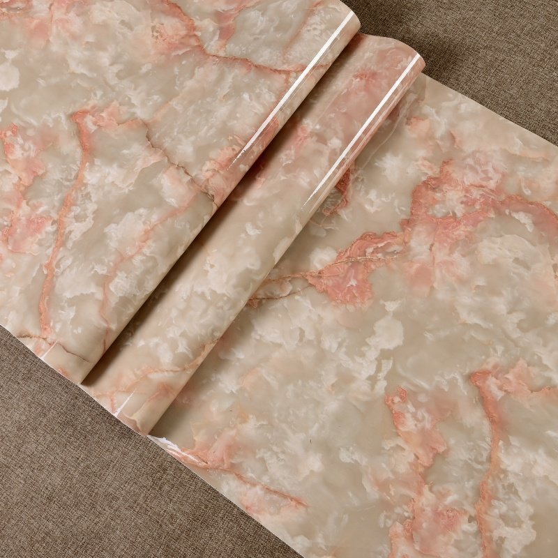 2024 New Modern Design Factory Manufacturer's Price Colorful Pink Marble Slabs Kitchen Customized Wallpapers Waterproof Function