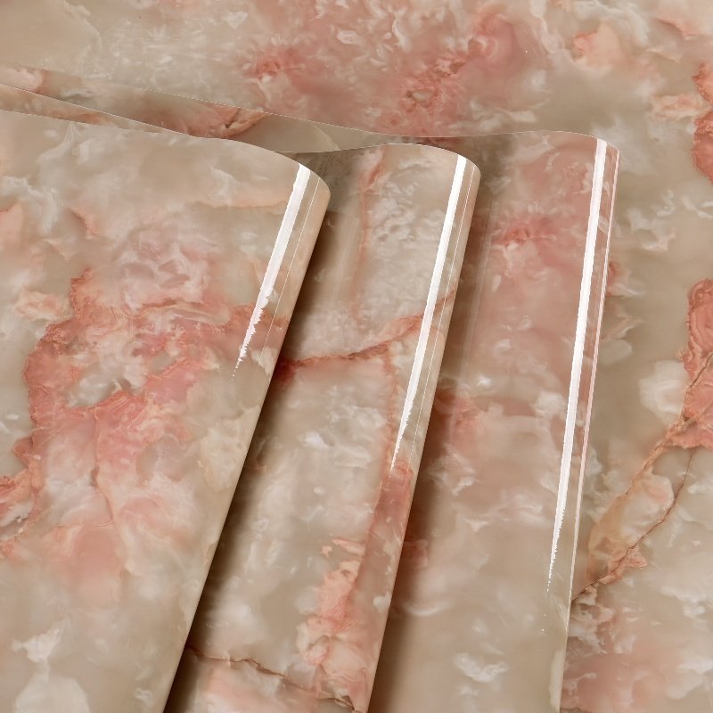 2024 New Modern Design Factory Manufacturer's Price Colorful Pink Marble Slabs Kitchen Customized Wallpapers Waterproof Function