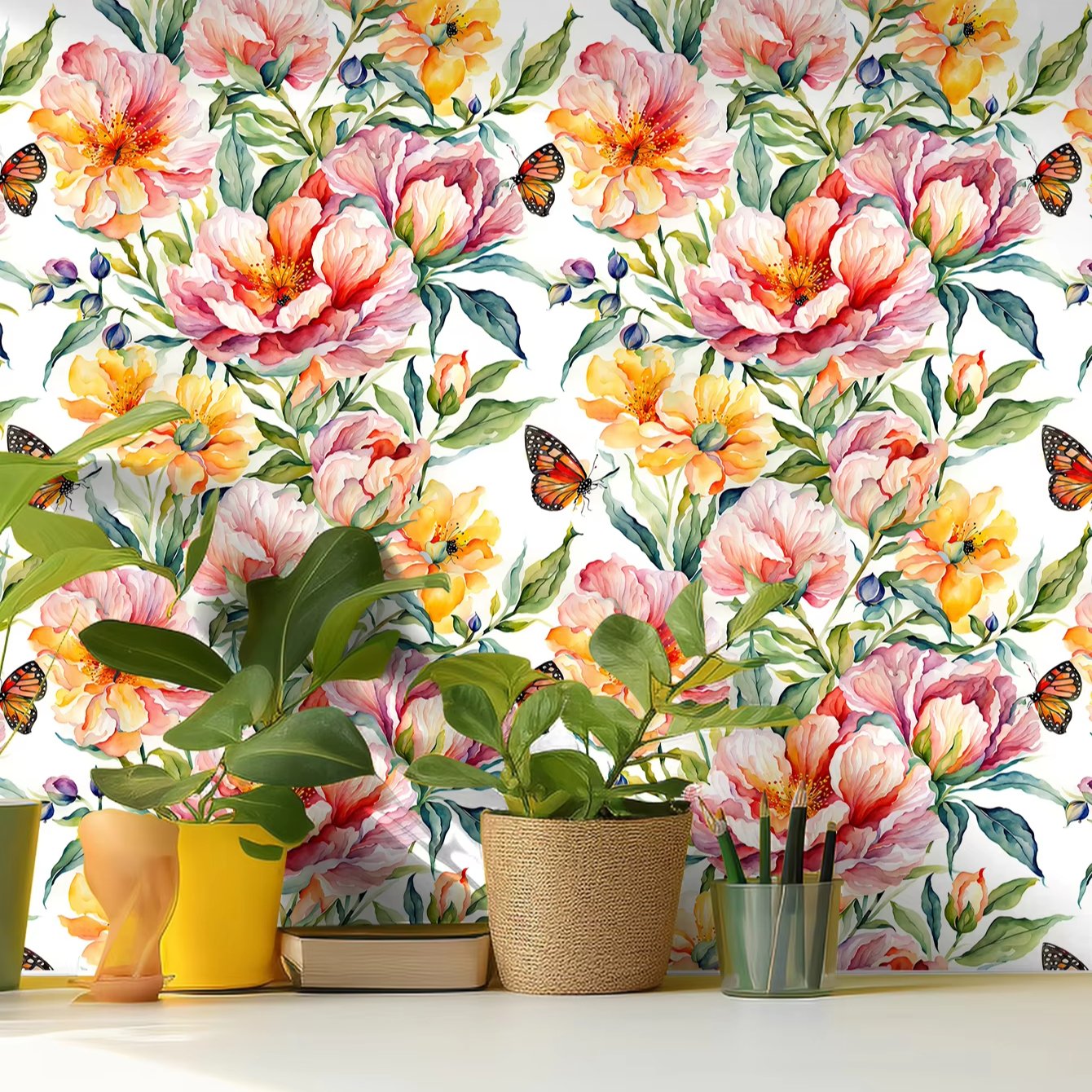 Vintage Boho Floral Peel And Stick Wallpaper Peonies Removable Rose Vinyl Self Adhesive Mural Wallpapers