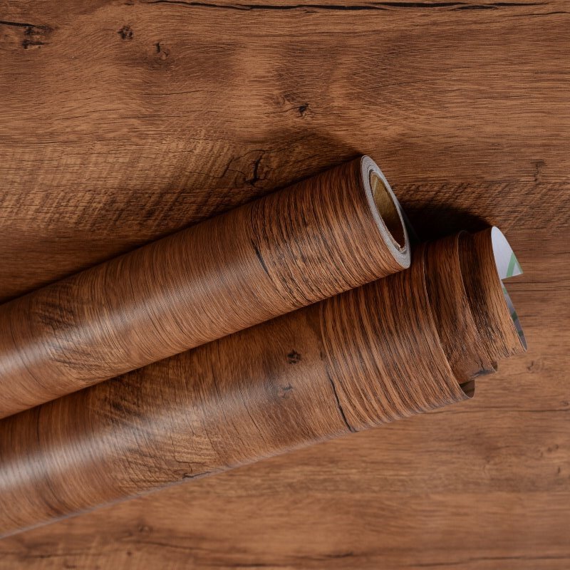 Waterproof PVC 3D Sandalwood Style Wall Mural Heat Insulation Countertop Wallpaper for Kitchen Use Water-resistant Wall Panels