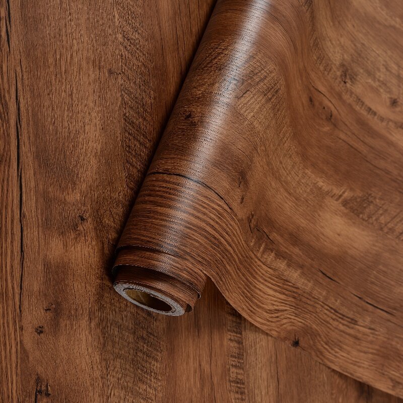 Waterproof PVC 3D Sandalwood Style Wall Mural Heat Insulation Countertop Wallpaper for Kitchen Use Water-resistant Wall Panels