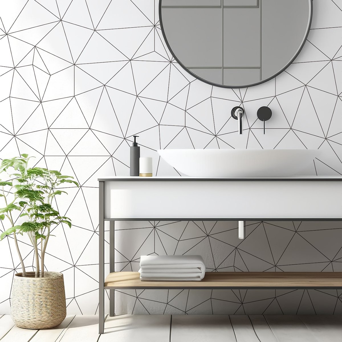 Self adhesive waterproof simple abstract portrait black and white line series background decoration wallpaper, home wallpaper