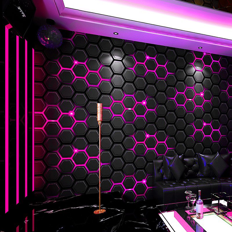 2024 Paper Wall Decor Modern Scientific Removable PVC Metal 3D Wall Paper Rolls for KTV Ball Music Esports Room Background