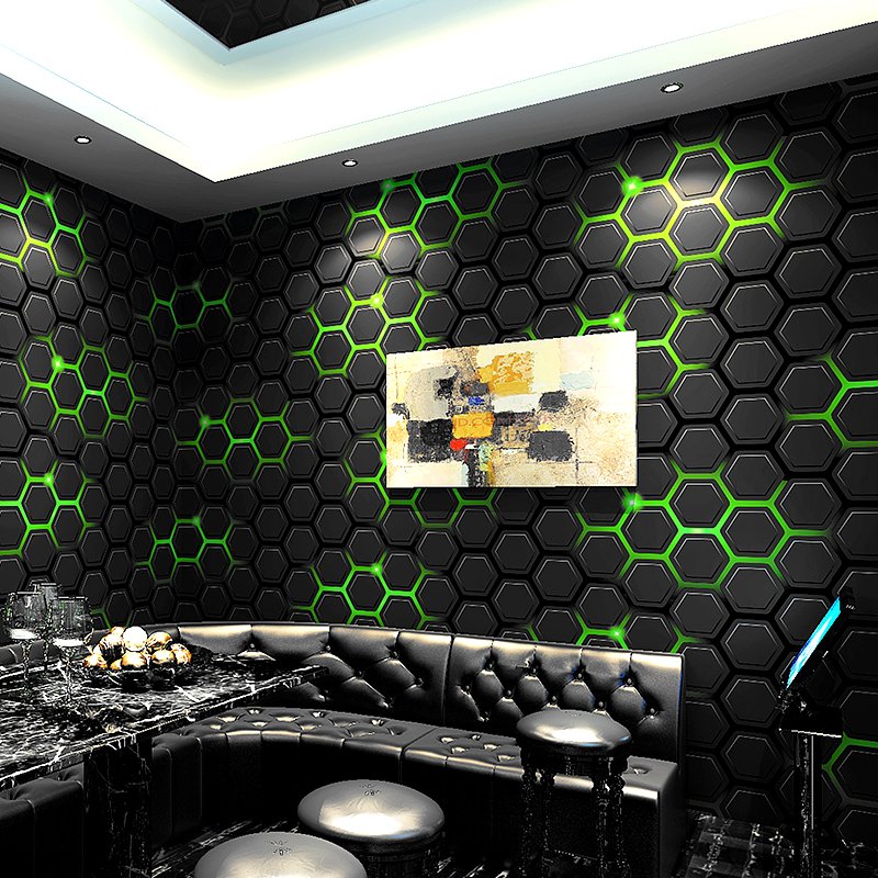 2024 Paper Wall Decor Modern Scientific Removable PVC Metal 3D Wall Paper Rolls for KTV Ball Music Esports Room Background