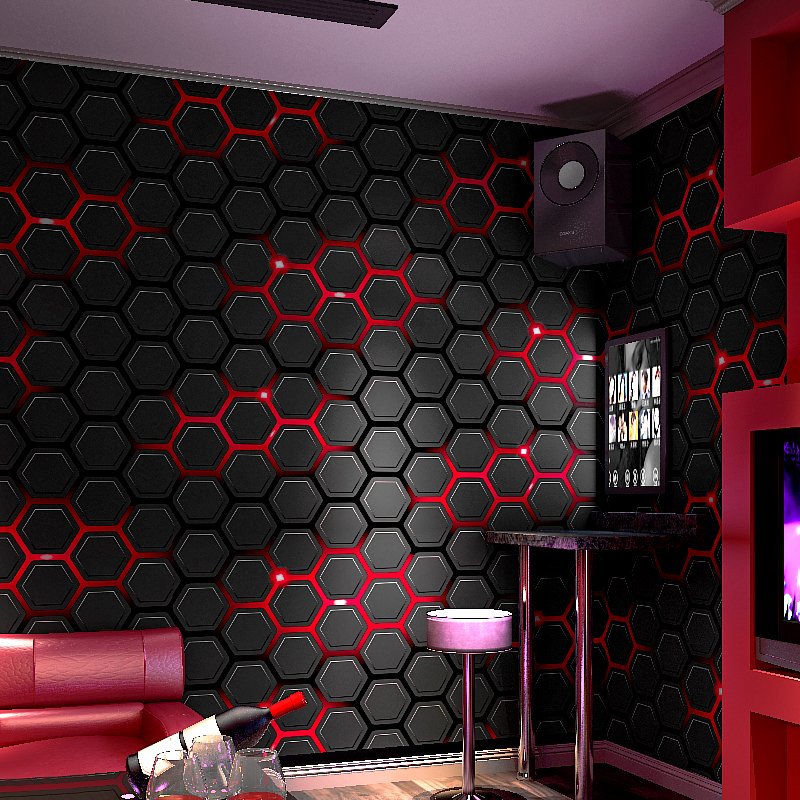 2024 Paper Wall Decor Modern Scientific Removable PVC Metal 3D Wall Paper Rolls for KTV Ball Music Esports Room Background