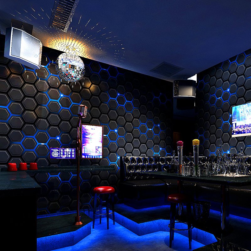 2024 Paper Wall Decor Modern Scientific Removable PVC Metal 3D Wall Paper Rolls for KTV Ball Music Esports Room Background