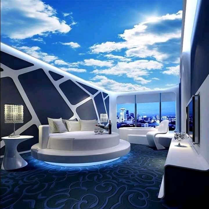 Buy Good quality UV printed Decorative Wallpaper style PVC roof decor film sky design ceiling tiles for swimming pool