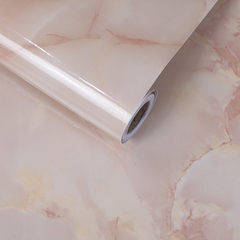 Marble Glossy Textured PVC Wallpaper, Easy To Peel And Stick, Waterproof Moisture-proof Removable Contact Paper For Kitchen