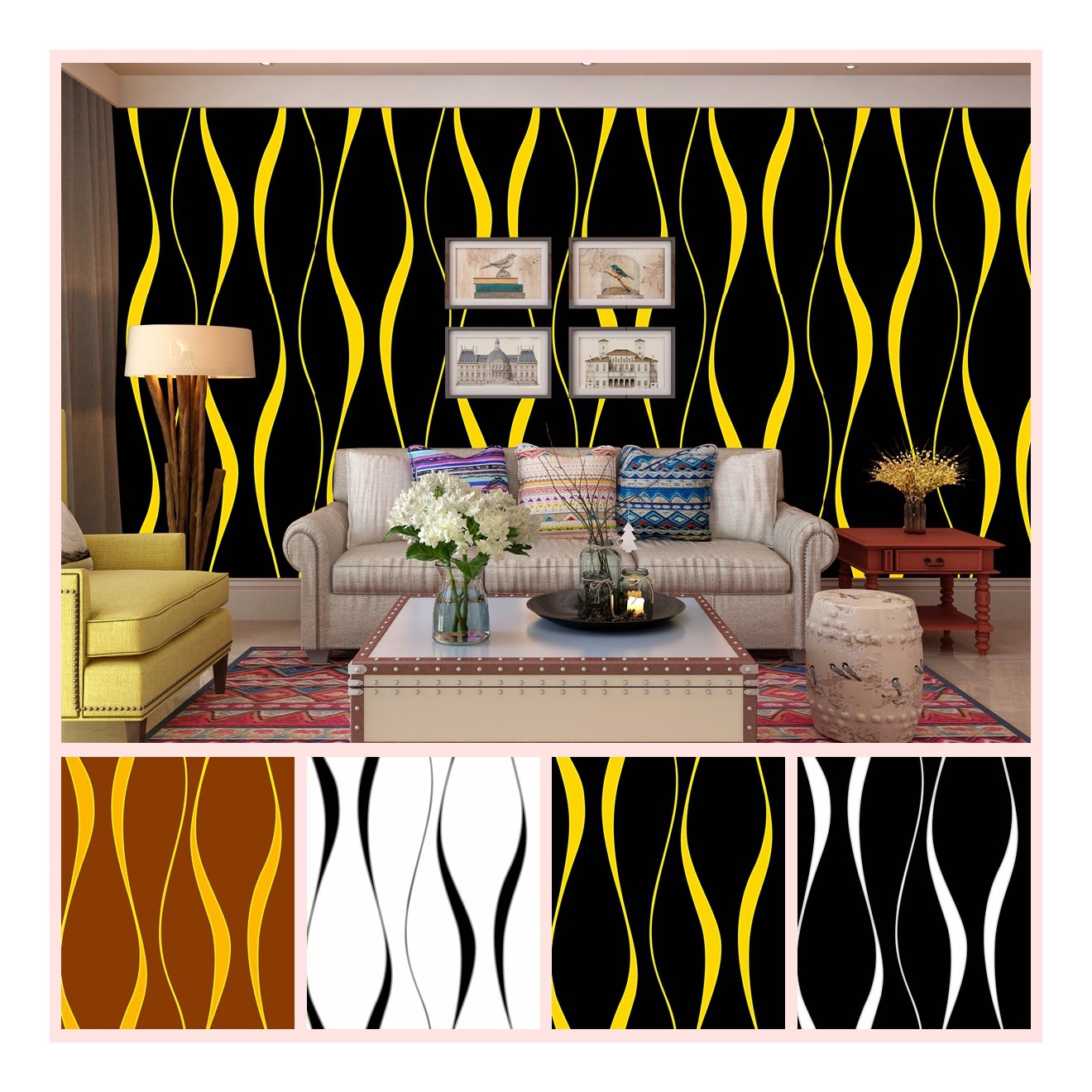 Special design pvc wallpaper 3d, Room decoration Colorful wallpaper rolls in stock