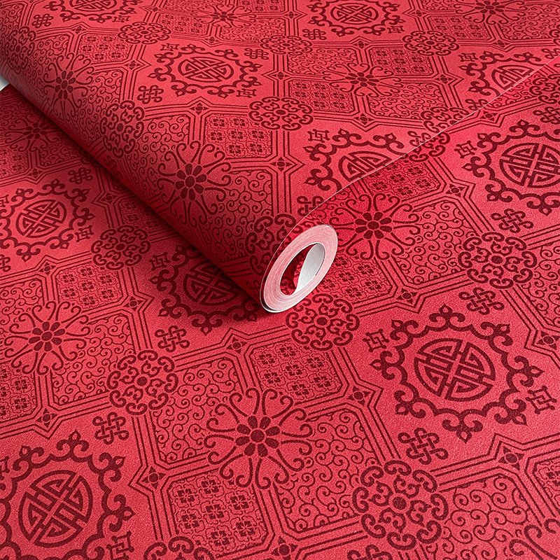 Chinese style classical patterned tea room wallpaper new Chinese style study restaurant tea house tea room background wallpaper