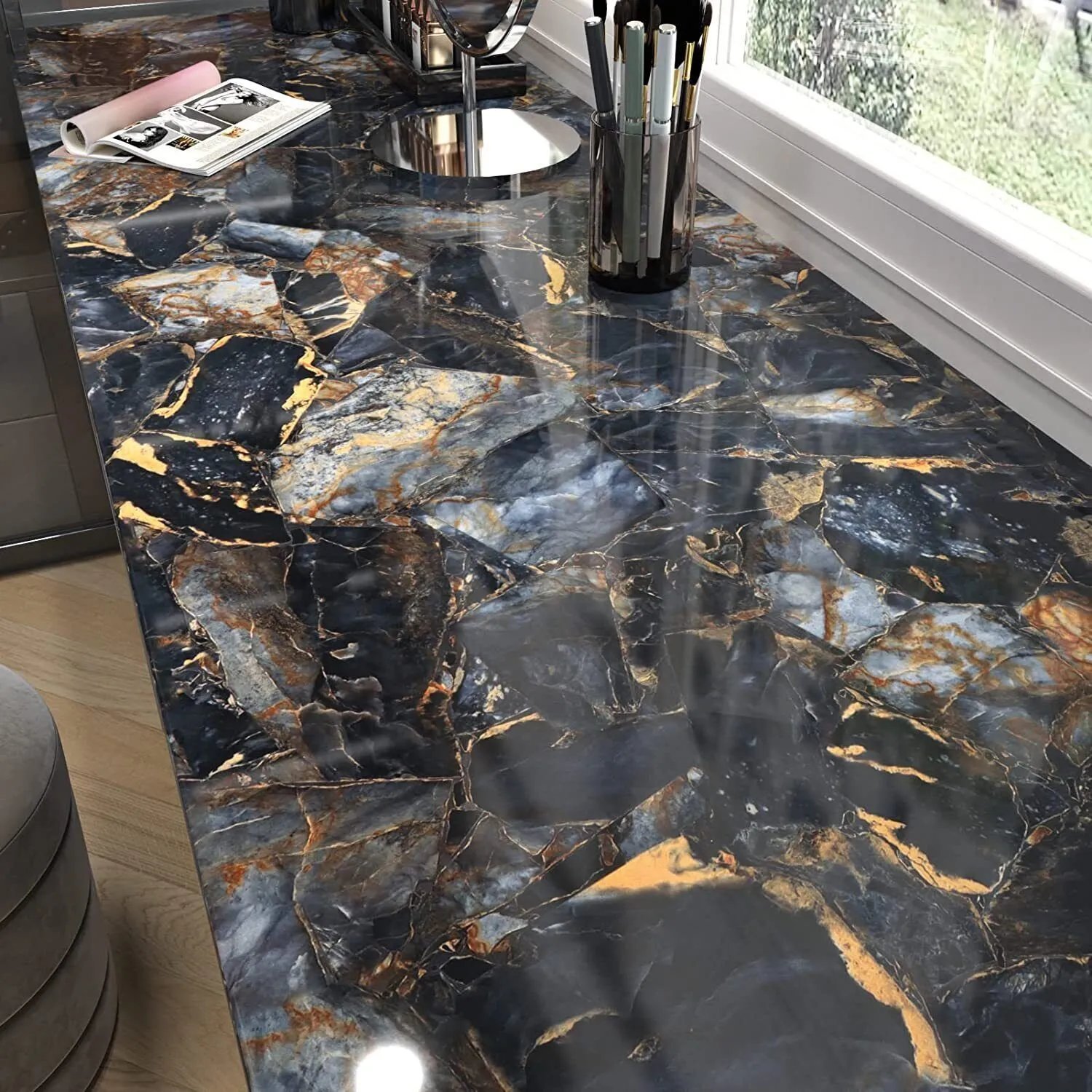 Vinyl Marble Wallpaper Self Adhesive Wallpaper Contact Paper Peel and Stick Matte Marble Wallpaper For Countertop Table Cabinet