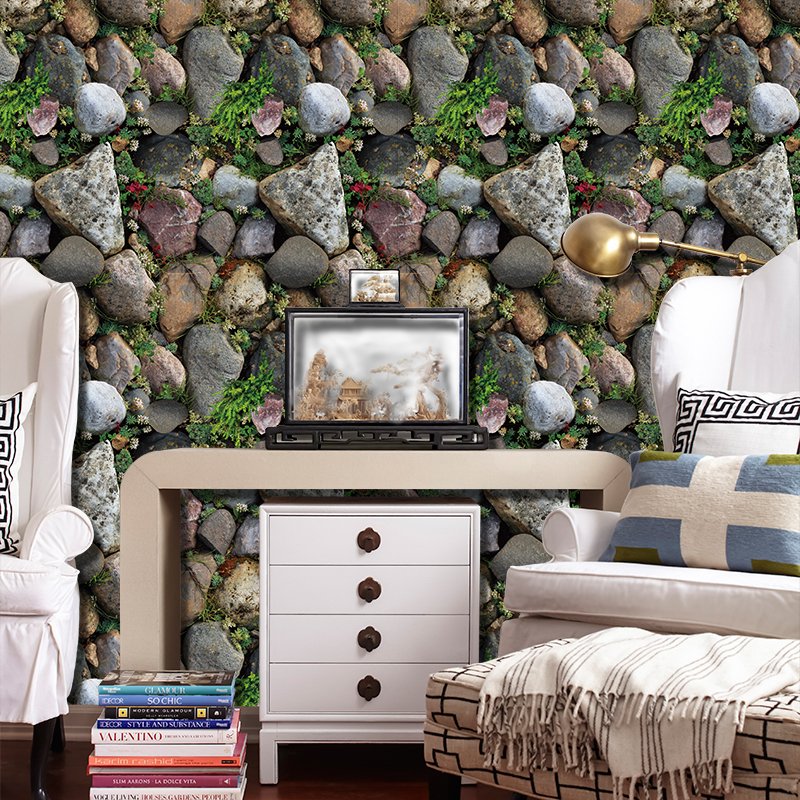 YIYAO Popular 3d Wall Paper Pvc Decorative Roll Stone Modern Wallpapers Tile Waterproof 3d Pvc Wall Panels 1pc/opp Bag
