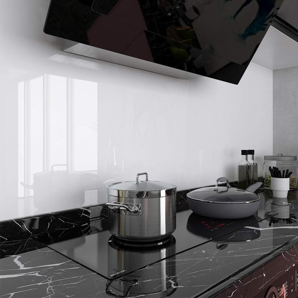 ORON DECO Self-Adhesive Waterproof Wallpaper Glossy PVC Glitter Peel and Stick White Color for Kitchen Kids Style