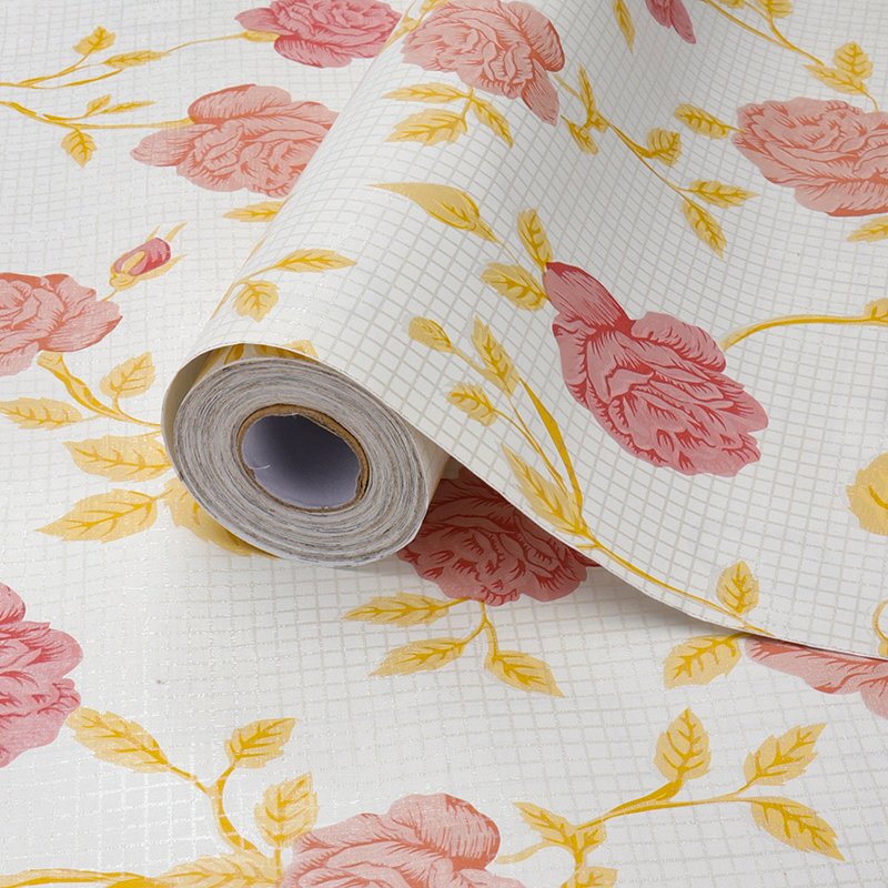 free sample wallpaper home decor bedroom 3d pvc pink flower vinyl fabric pattern leaf wallpaper
