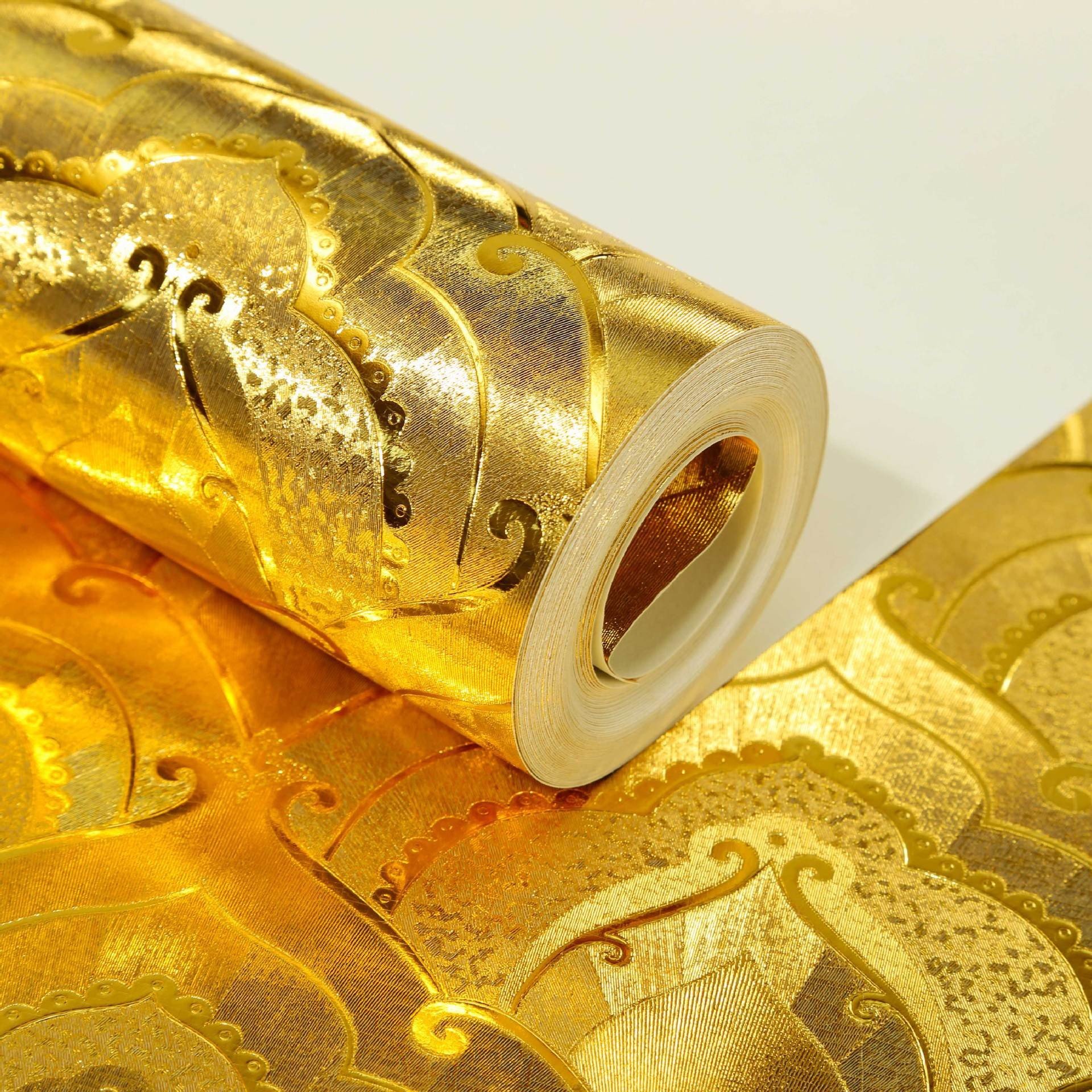 gold foil wallpaper pvc rolls factory in china wall papaper water and flam resistance 3d wall molding panels sticker home decor