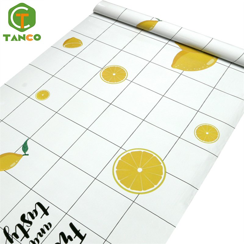 Heat resistant aluminum foil wallpaper lemon fruits wallpaper 3d home decoration for kitchen decoration
