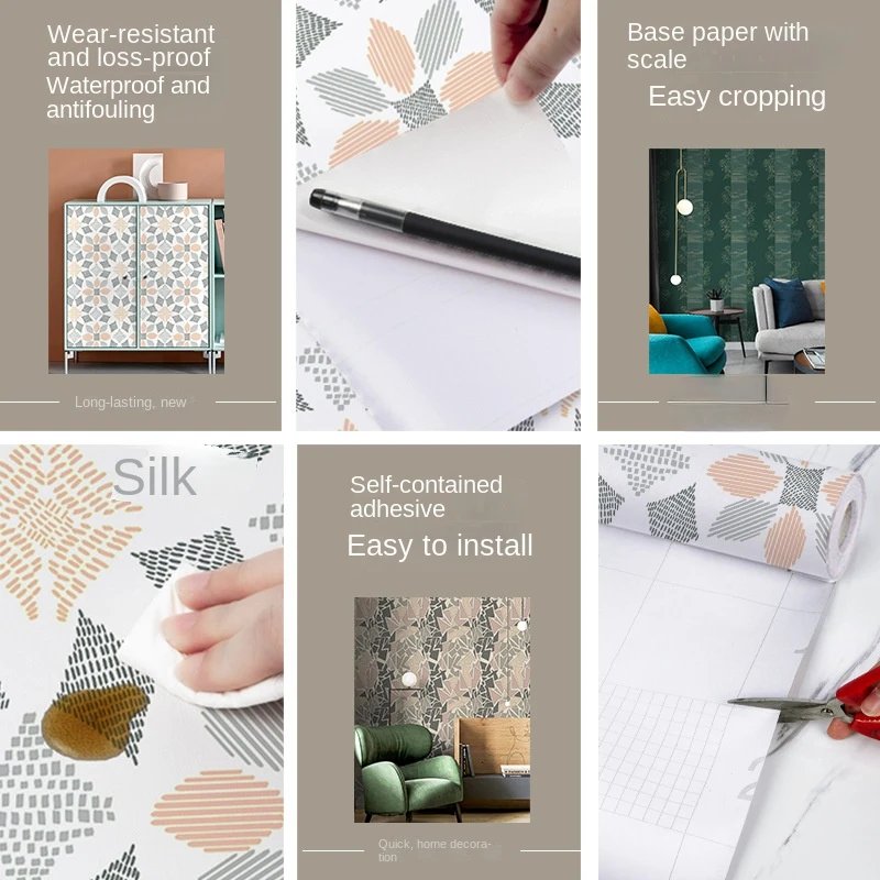 3m Rolls Wallpaper Bedroom Wall Decoration Self-adhesive Wallpaper Desk Cabinet Sticker Wallcovering Peel and Stick Home Decor