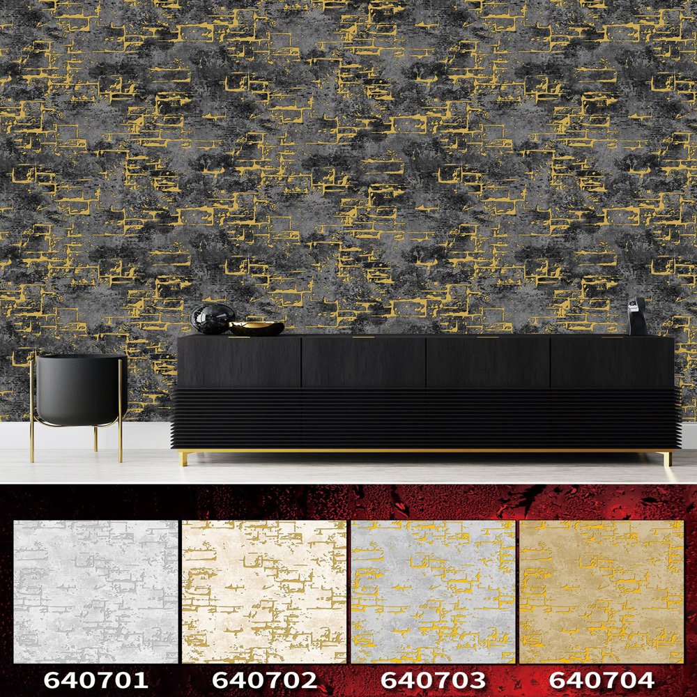 China designs geometric home interior PVC wallpapers, retro industrial style white marble wallpaper