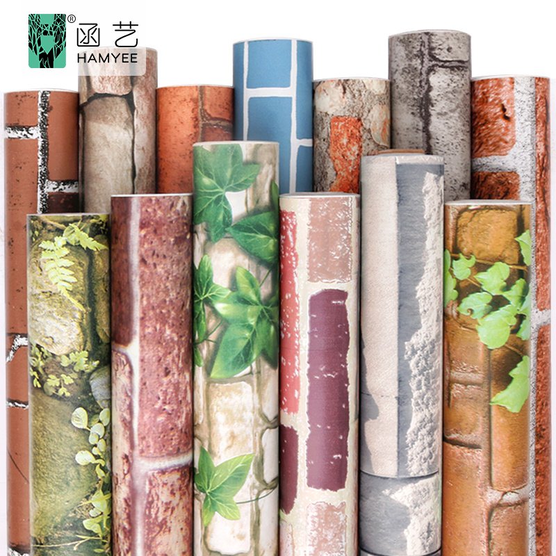 45cm*10m waterproof self adhesive peel and stick vinyl wall paper red brick wallpaper rolls living room wall decor