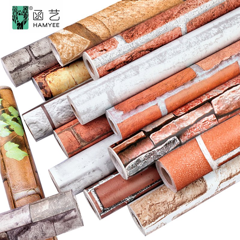 45cm*10m waterproof self adhesive peel and stick vinyl wall paper red brick wallpaper rolls living room wall decor