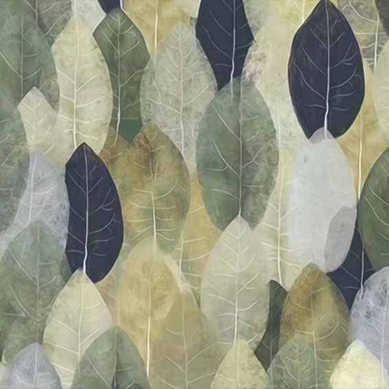 Colorful leaves design print big size custom up to 3*5m & 3.2*10m/piece high-end luxury fabric wall mural