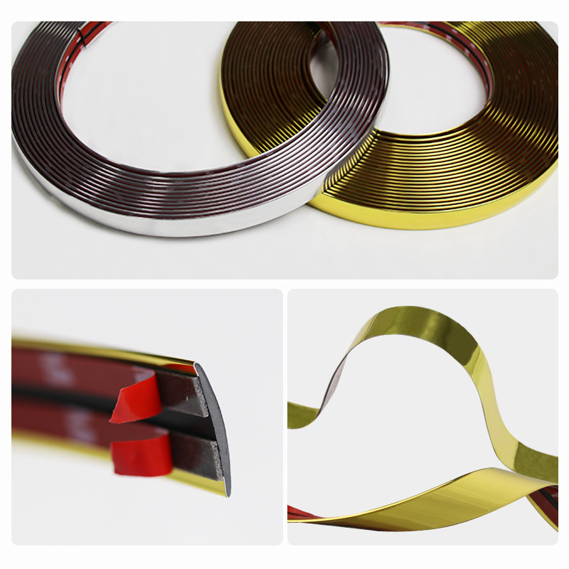 08-50mm Width Flexible PVC High Glossy Gold/silver Self-Adhesive Wall Corner Sticker Furniture Decorative Strips For Sofa