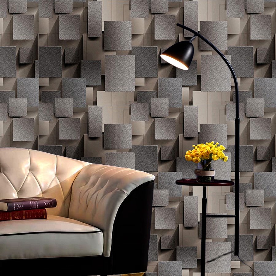 3D Cube Wallpaper PVC Self-Adhesive Waterproof Sticker DIY Wallpaper Solid Color Home Furniture Decor For Living Room & Bedroom
