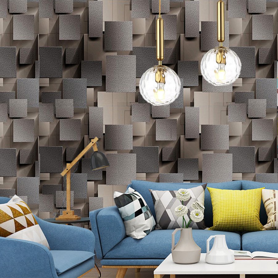 3D Cube Wallpaper PVC Self-Adhesive Waterproof Sticker DIY Wallpaper Solid Color Home Furniture Decor For Living Room & Bedroom