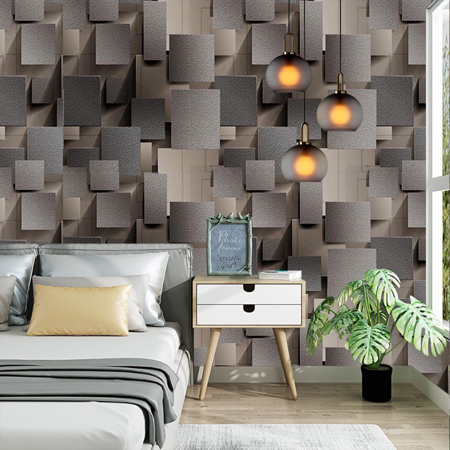 3D Cube Wallpaper PVC Self-Adhesive Waterproof Sticker DIY Wallpaper Solid Color Home Furniture Decor For Living Room & Bedroom