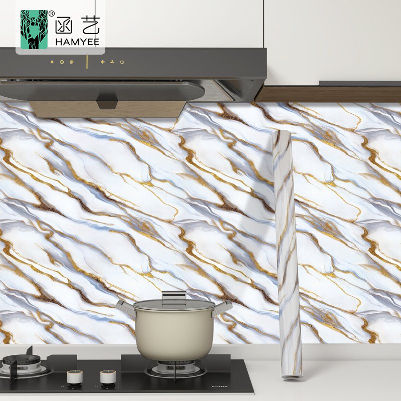Oil-proof gold kitchen waterproof wallpaper wall covering peel and stick wall paper for kitchen
