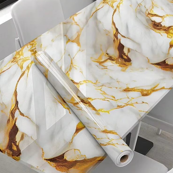 Gold Marble Pattern Kitchen Waterproof Oil-proof Sticker Moisture-proof Reusable Film Self-adhesive wallpaper For Tabletop