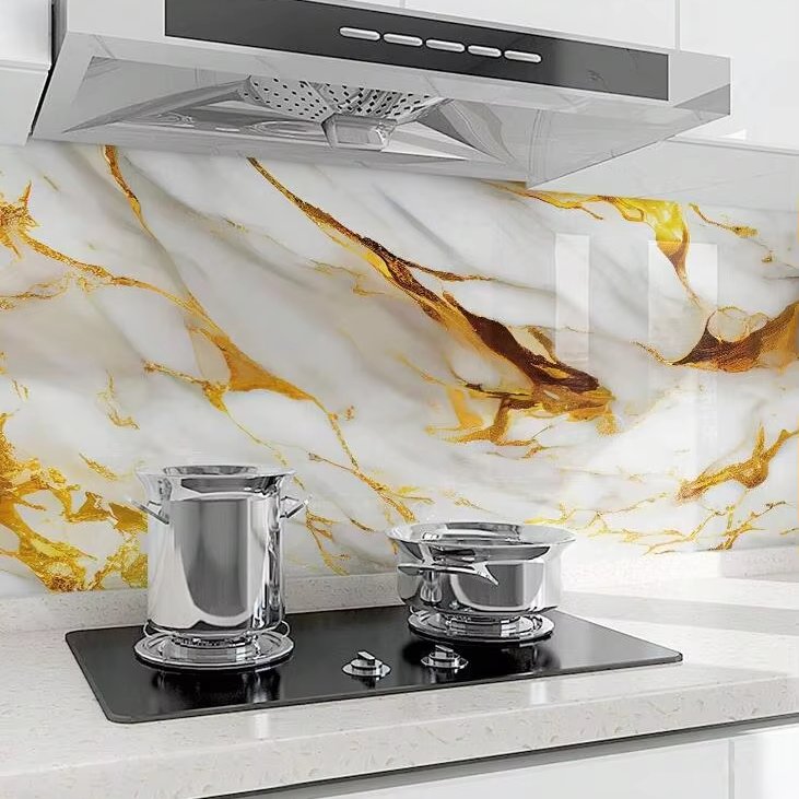 Gold Marble Pattern Kitchen Waterproof Oil-proof Sticker Moisture-proof Reusable Film Self-adhesive wallpaper For Tabletop