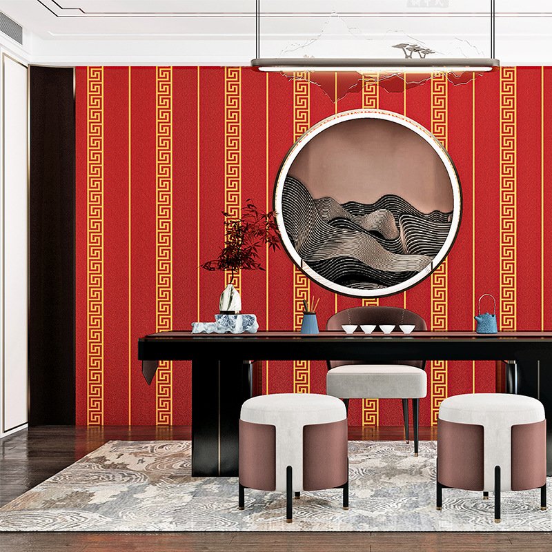 Wholesale retro non-woven wallpaper medium style back pattern 3D stereo brush wallpaper Background wallpaper