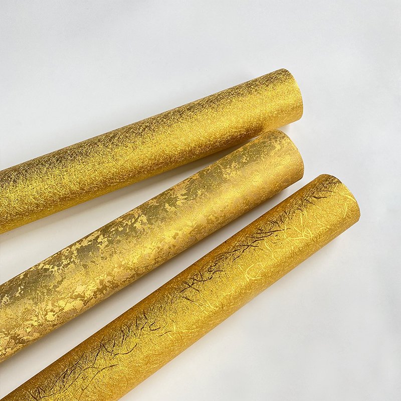 Chinese Gold Ice Pattern Gold Foil Wallpaper Hotel Lobby Front Desk Background Ceiling Beauty Salon Background Wallpaper