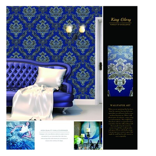 Graham & Brown Vintage Flock Wallpaper HD PVC 3d wall paper embossed Roll
