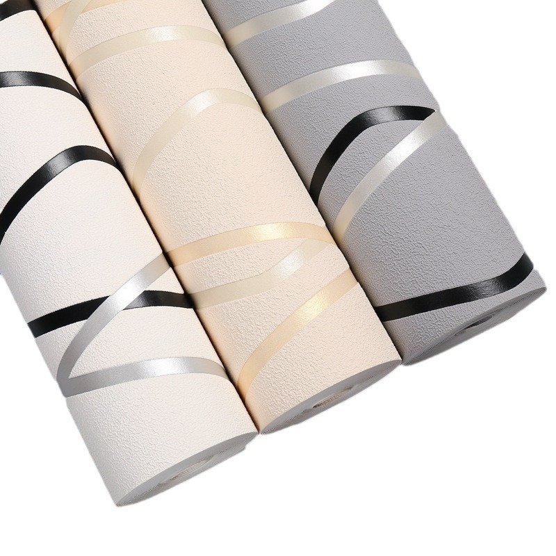 3D Curve Bar Non Woven Wallpaper Rolls High Quality Waterproof Deerskin Velvet Wall Paper For Living Room TV Background