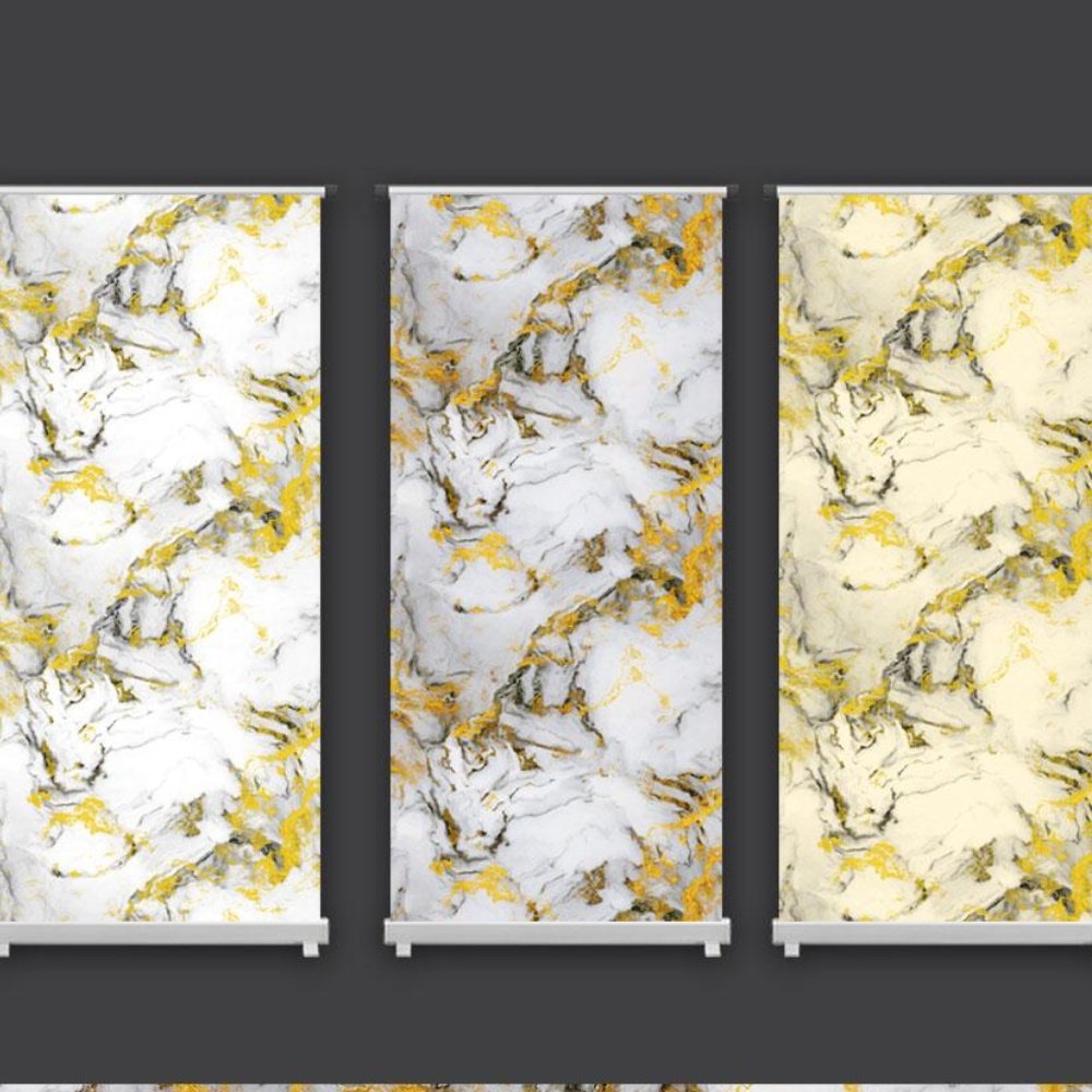Royal design 3d wall mural waterproof luxury and elegant artificial marble papier peint home interior decor yellow wallpaper