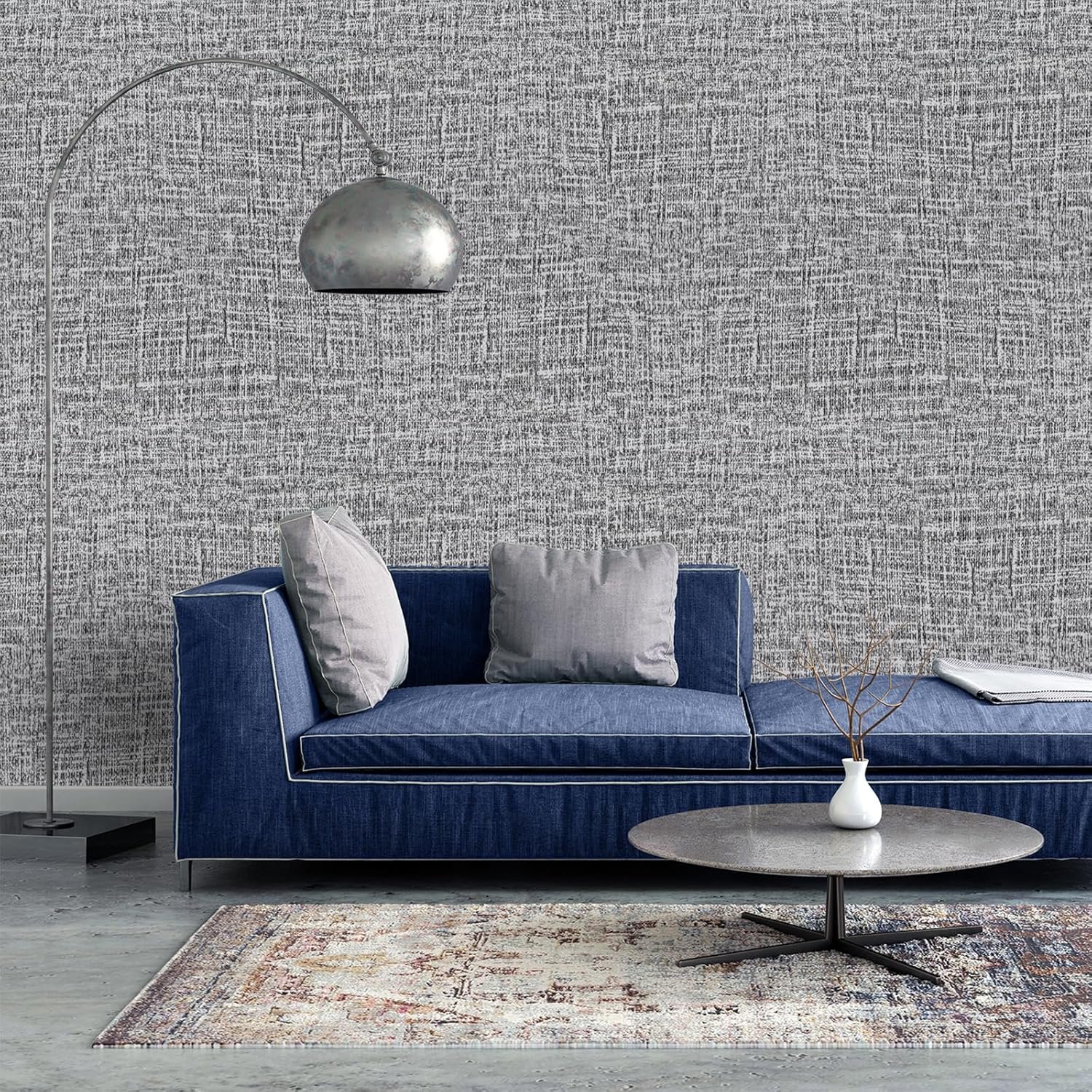 ORON DECO Textured Fabric Wallpaper Faux Grasscloth Peel and Stick Wall paper Self-Adhesive Linen Removable Wallpaper Cabinets