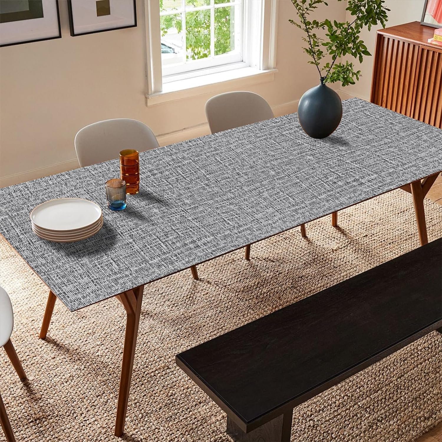 ORON DECO Textured Fabric Wallpaper Faux Grasscloth Peel and Stick Wall paper Self-Adhesive Linen Removable Wallpaper Cabinets