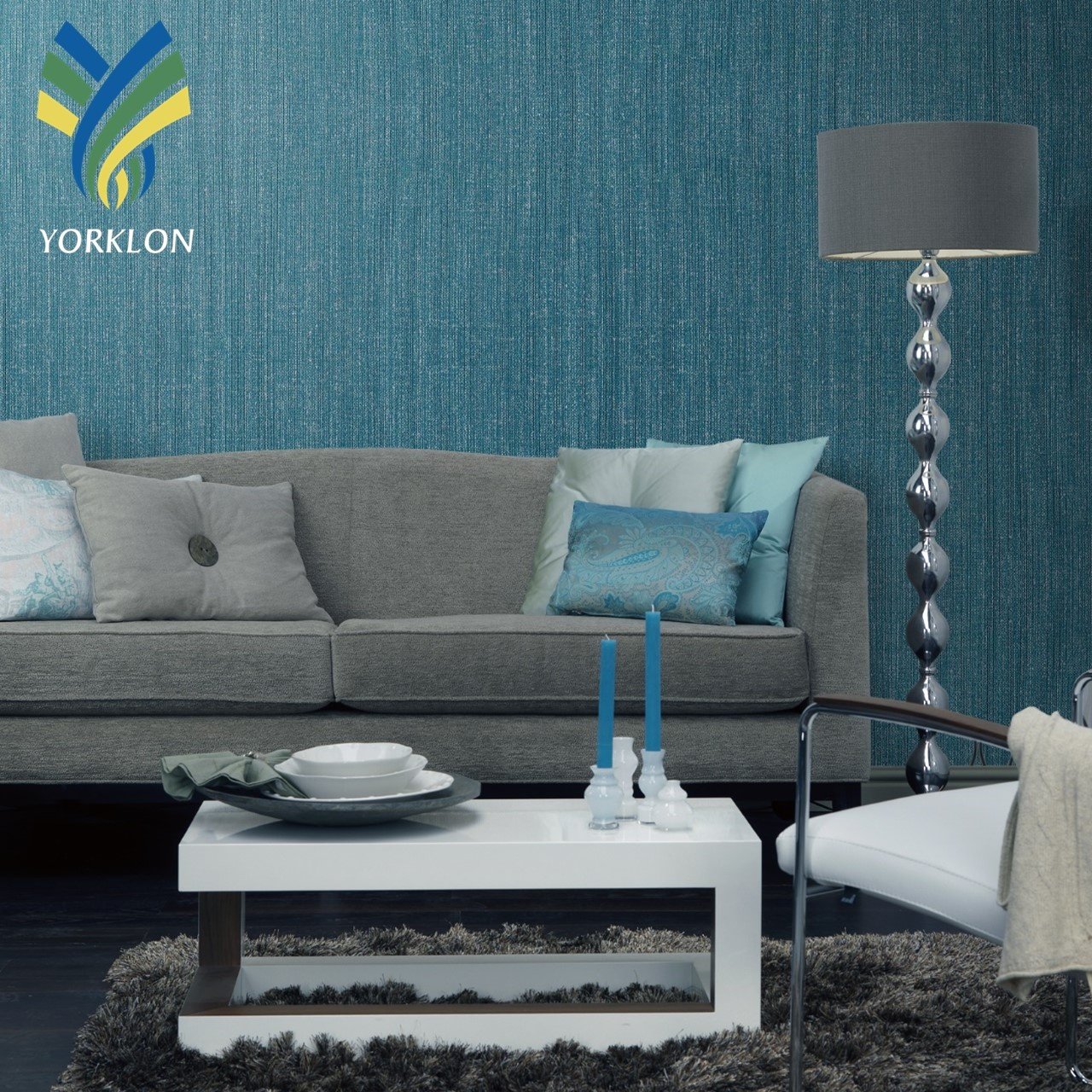 10-EXQUISITE Modern Bedroom Designs Fire Resistant Blue Beige White Texture Vinyl Fabric Background Cloth Hotel Wallpaper