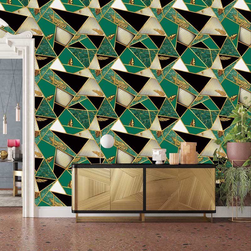 3D Effect Metallic Geometric Marble Wallpaper Roll Modern Quartz Triangles PVC Wall Paper for Living Space and Feature Walls