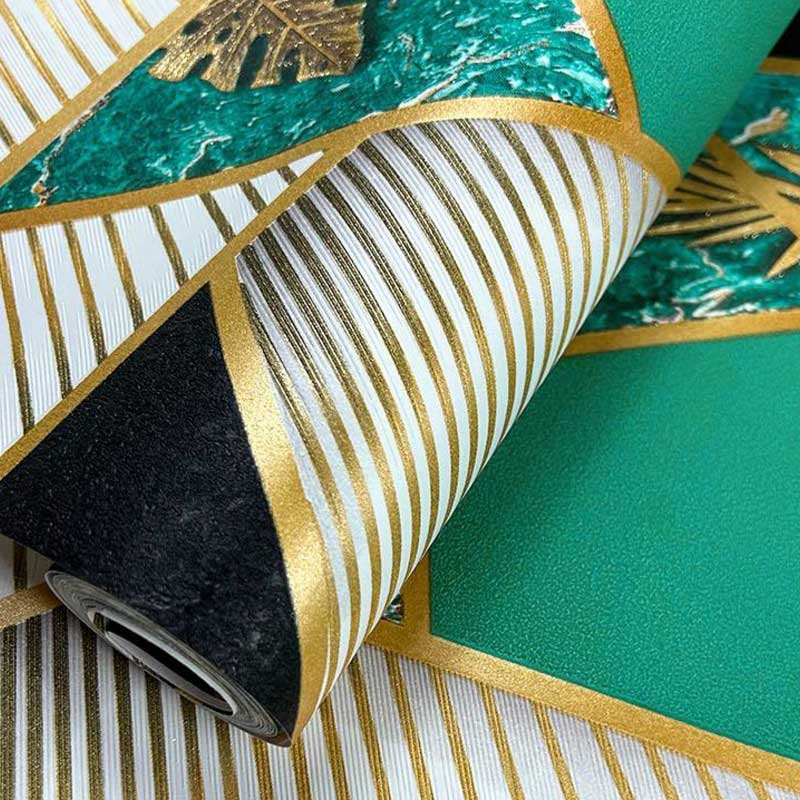 3D Effect Metallic Geometric Marble Wallpaper Roll Modern Quartz Triangles PVC Wall Paper for Living Space and Feature Walls